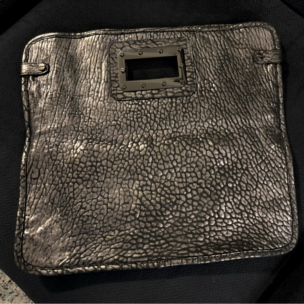 Kenneth Cole New York Women’s Fun Metal Snakeskin Leather Fold over Clutch Tote